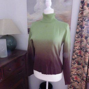 Darjoni Silk Blend Turtleneck Sweater/ Ombre Green to Brown/ Medium